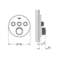  Grohtherm SmartControl façade avec mitigeur thermostatique encastré 3 sorties, or (G29121GL0)