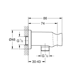 Rainshower coude à encastrer 1/2″ avec support, chrome (G26658000)