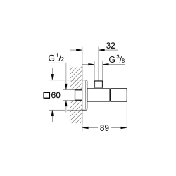 Universal Cube angle valve 1/2" x 3/8"