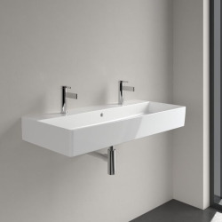 Memento 2.0 Lavabo suspendu, 100 x 47 x 13,5 cm, avec trop-plein, meulé, blanc (4A221L01)