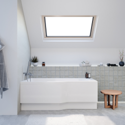 Laguna Fortuna Plus baignoire asymétrique en acrylique, 150x100 cm, gauche + tablier 150 cm + pieds, blanc (FO1500LPLUS-SET1)