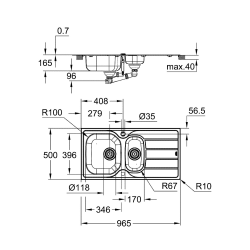 K200 Sink 60 96,5/50 1.5 rev
