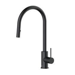 Swiss Aqua Technologies Aurum mitigeur évier à levier sur pied 44 cm avec douchette extractible 2 jets, noir mat (SATBAUR286C)