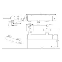  Aurum mitigeur de douche mural 150 mm à levier sans set de douche, chrome brillant (SATBAUR268CR)
