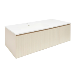 Austen meuble de salle de bain 120x35x52 cm + vasque à poser en marbre coulé, beige (AUSTEN120BG)