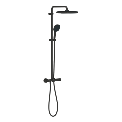Grohe Vitalio Comfort 250 colonne de douche thermostatique + douche de tête + douchette à main 2 jets, noir mat (G266962431)