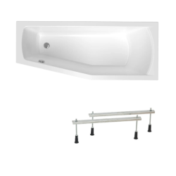 160x70 cm Laguna Aneta baignoire bain/douche asymétrique avec pieds, acrylique, droite, blanc (AN1600PPLUS-SET)