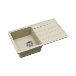 76x44 cm évier en granite à encastrer avec égouttoir réversible + mitigeur monocommande, jasmin (SATSINKGE3J-SET)