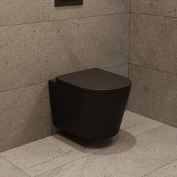 Pack WC bâti-support Rapid SL + WC suspendu sans bride Ceramia + abattant SoftClose + plaque noire mat (RSLBLCETORKF0)