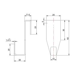 Crochet suspendu en acier inoxydable pour écran de douche SAT Walk-In, pose facile sans perçage, inox (SATWIHACEK)