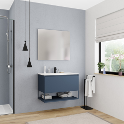 Ceramia Nouveau meuble de salle de bain 80 cm, certifié FSC, bleu foncé (CERAMIA-1DB80)