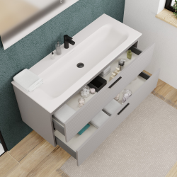 Ceramia Set complet 120 cm : vasque blanc mat + meuble, gris perle (CERAMIA-4LG120-V)