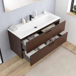 Ceramia Set complet 120 cm : vasque blanc mat + meuble couleur chêne (CERAMIA-4DW120-V)