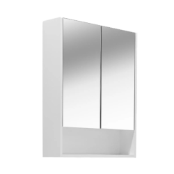 Lucca Armoire de salle de bain assemblée 60x75 cm, stratifié, 4 étagères, miroir blanc (LUCCA60CABW)