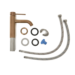 Aurum mitigeur lavabo sur pied 16,5 cm, à levier, sans vidage, or rose brossé (SATBAUR271BRG)