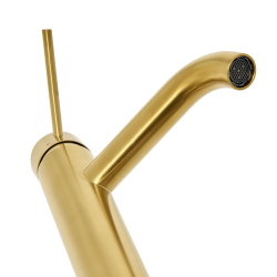 Aurum mitigeur lavabo sur pied 16,5 cm, à levier, sans vidage, or brossé (SATBAUR271BG)