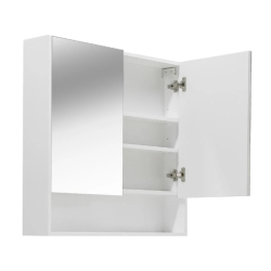 Armoire de toilette assemblée 80x75 cm, stratifié, 4 étagères, miroir blanc (LUCCA80CABW)