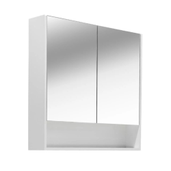 Armoire de toilette assemblée 80x75 cm, stratifié, 4 étagères, miroir blanc (LUCCA80CABW)