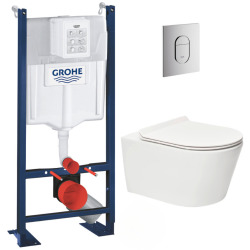 Pack WC Bâti autoportant + WC sans bride SAT + Abattant softclose + Plaque chrome (ProjectSATrimless-5)