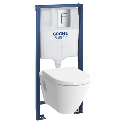 Pack WC Rapid SL GROHE + VITRA Cuvette S50 avec abattant softclose + Plaque de commande Grohe Skate Chrome (GROHE-S50)
