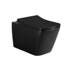 Pack WC bâti-support UP720 extra-plat + WC Infinitio noir mat sans bride + Abattant softclose + Plaque (SLIM-BlackInfinitio-A)