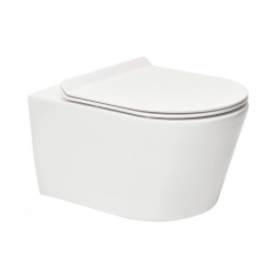 Pack WC Bati-support + Cuvette Idevit Alfa sans bride + Abattant softclose + Plaque blanche + Set d'habillage (AlfaGeb3-sabo)