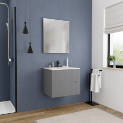 Ceramia 60 cm, Nouveau meuble de salle de bain assemblé, certifié FSC, gris foncé (CERAMIA-5DG60)