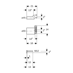  Jeu de manchettes raccordement désaxé 2,5 cm avec tige filetée (405.116.00.1)