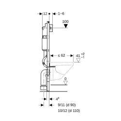 Geberit DUOFIXBasic pour toilettes suspendues, avec réservoir Delta, pour boutons de commande Delta (111.153.00.1)
