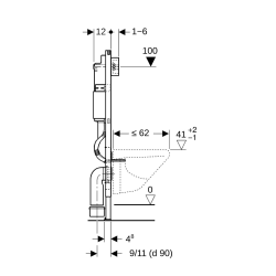Geberit Delta Pack bâti-support Duofix 112cm + Plaque de commande blanche Delta01 + Fixations murales (111.154.11.2)
