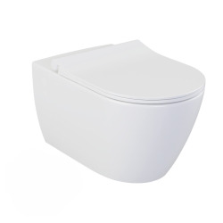 Pack WC Bâti-support extra-plat UP720 + Cuvette suspendue sans bride Bello + Abattant frein de chute + Plaque blanche