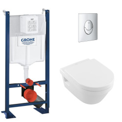 Grohe Rapid SL Bâti Support autoportant, cuvette Villeroy & Boch Architectura sans bride + abattant frein de chute (AutoportantARCHI2)