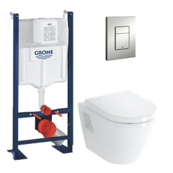 Grohe Pack WC Bâti Autoportant Rapid SL + WC suspendu Integra + Abattant softclose + Plaque chrome mat (ProjectIntegra-5)