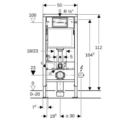 Geberit Pack WC Bati-support Geberit Duofix + WC sans bride Livea Bello noir mat + Abattant softclose + Plaque noire (Black Livea BelloG
