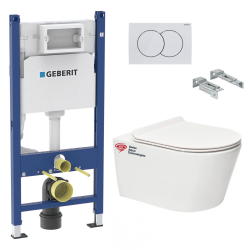 Geberit Pack Bati-support Geberit 112cm + WC sans bride Swiss Aqua Technologies Brevis + abattant ultra-fin (BREVISGEB3-SP)