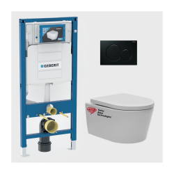 Geberit Pack WC Bati-support Geberit + cuvette Swiss Aqua Technologies + Abattant softclose + Plaque (GebSatrimless-A)