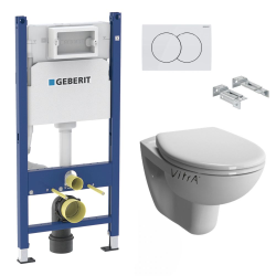 Geberit Pack WC Bati-support Geberit Duofix + WC suspendu Vitra Normus + Abattant softclose + Plaque blanche