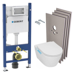 Pack WC Bâti-support + WC Swiss Aqua Technologies Infinitio sans bride, fixations invisibles + Plaque blanche (InfinitioGeb3)