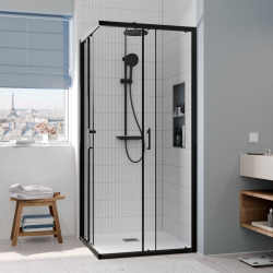 Ceramia Porte coulissante 90x90 + receveur blanc avec siphon (HCB-ALD15B-9090)