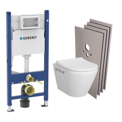 Geberit Pack Bati-support Geberit Duofix 112cm + WC sans bride  Vitra Integra avec fixations invisibles + Abattant softclose + Set habil
