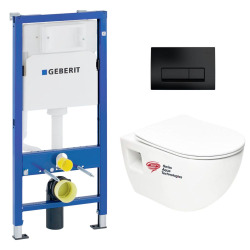 Geberit Pack bati-support Geberit UP100 + WC sans bride Swiss Aqua Technologies + Abattant SoftClose + Plaque (ProjectGeb10)