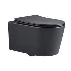 Brevis WC suspendu sans bride et fixations invisibles + abattant frein de chute, noir mat (SATBRE011RREXPBKM)