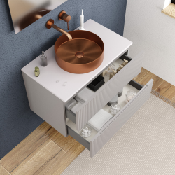  Ceramia 80cm, meuble de salle de bain assemblé, gris perle (CERAMIA-5LG80)