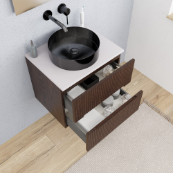  Ceramia 60 cm, meuble de salle de bain assemblé, couleur chêne (CERAMIA-5DW60)