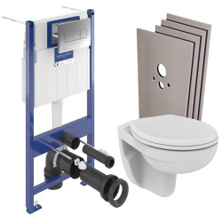 Pack WC bâti-support Villeroy & Boch + WC suspendu Porcher + abattant Ideal Standard + habillage + plaque (VCNPORCHER2SBCH)