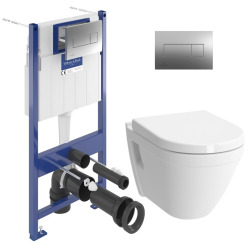 Villeroy & Boch ViConnect Pro S Pack WC bâti Villeroy & Boch + Cuvette Vitra S50 + Abattant softclose + Plaque (ViConnectS50-1)