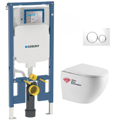 Geberit Pack WC Bati-support Geberit extra-plat + WC sans bride Swiss Aqua Technologies + Plaque