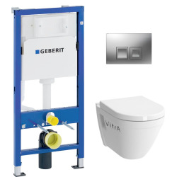 pack bâti-support UP100 + plaque Delta50 + cuvette Vitra avec bride S50 + abattant softclose (S50geb1)