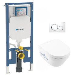 Pack WC bâti-support extra-plat + WC Architectura sans bride + Abattant softclose + Plaque blanche (SLIM-Architectura2-C)
