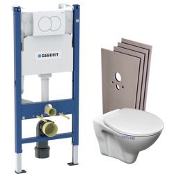 Pack WC Bâti-support Duofix + WC Cersanit S-line Pro + Abattant + Plaque blanche (S-LineProGeb3)
